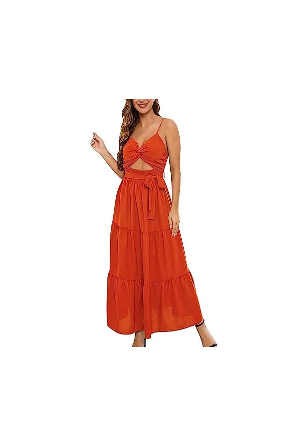 UOWEG Robe Creuse à Taille Mince de Couleur Unie pour Femmes Mini Jupe Cuir Rose Orange, XXL 