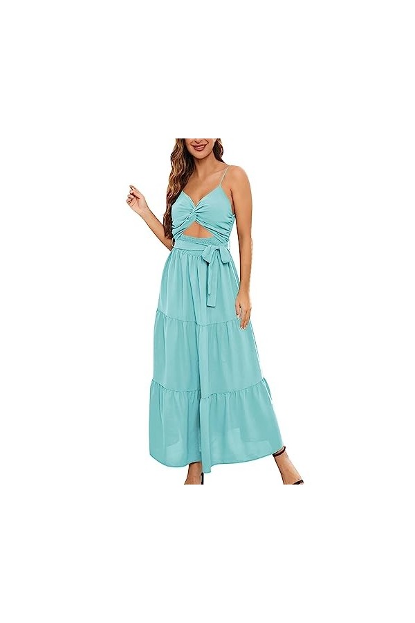 UOWEG Robe Creuse à Taille Mince de Couleur Unie pour Femmes Mini Jupe Cuir Rose Light Blue, XXL 
