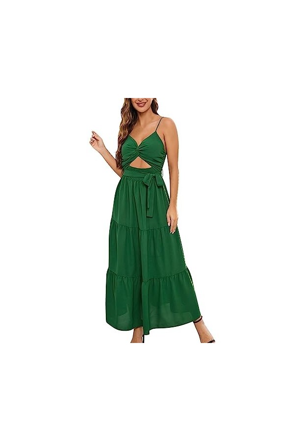UOWEG Robe Creuse à Taille Mince de Couleur Unie pour Femmes Mini Jupe Cuir Rose Green, XXL 