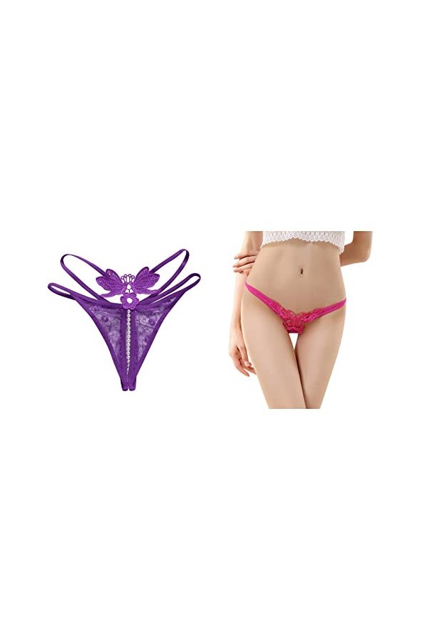 Solike Femme Culotte Dentelle Fleur Sexy Transparente Slip Ouvert Culotte String Tanga sous-Vêtement sans Couture Lingerie