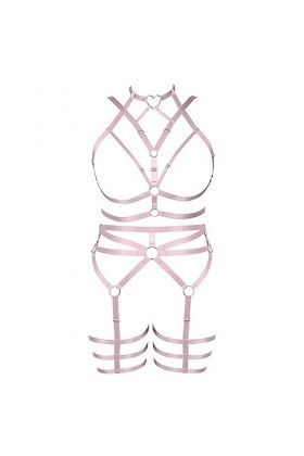 Femmes Body Strap Punk Bra Grande Taille élégant évidé Garter Set Gothique Halloween Rave Party Costume Ciel Bleu 