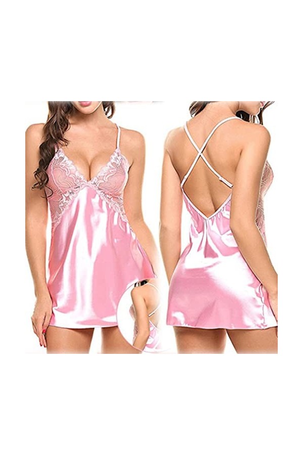 TsoLay Pyjama Sexy Pyjama en Satin en Dentelle pour Femmes-4,One Size