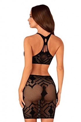 Obsessive Ensemble Sexy Top + Jupe Transparent K101 Top & Skirt, Noir,M