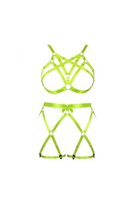Femmes Bretelles Soutien - Gorge Plus Size Fashion Cupless Creux Punk Garter Set Gothique Halloween Rave Party Costume Ciel 
