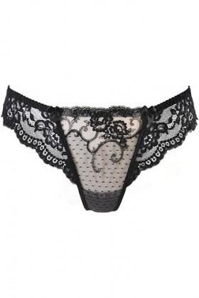 Axami Tanga avec dentelle douce et broderie, Noir , XS