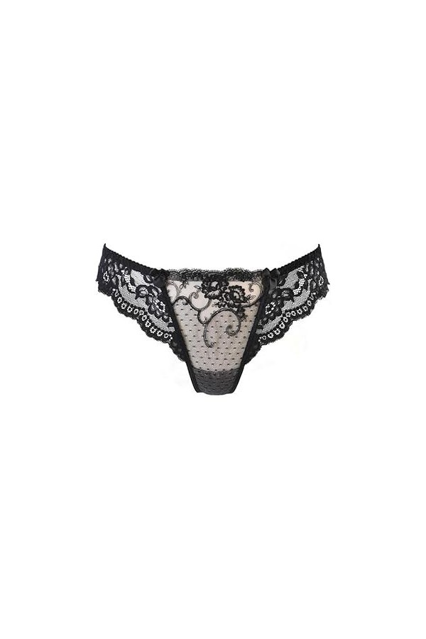 Axami Tanga avec dentelle douce et broderie, Noir , XS