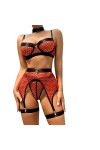 Lingerie Sexy Corset sous-vêtements Sexy pour Femmes Quatre pièces de Grande épissure en Maille avec Anneau en Acier Crochet 