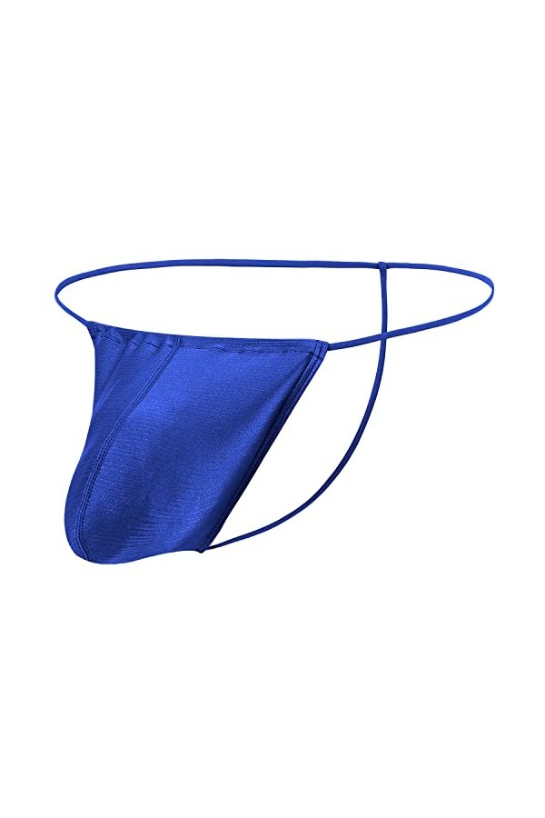BIATWOWR String sexy pour homme avec poche bombée réglable taille basse sans étiquette améliorée, 1 bleu., XL