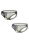 BIATWOWR String pour homme avec grande poche séparée, taille basse sexy transparente, maille transparente, taille élastique, 