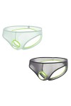 BIATWOWR String pour homme avec grande poche séparée, taille basse sexy transparente, maille transparente, taille élastique, 