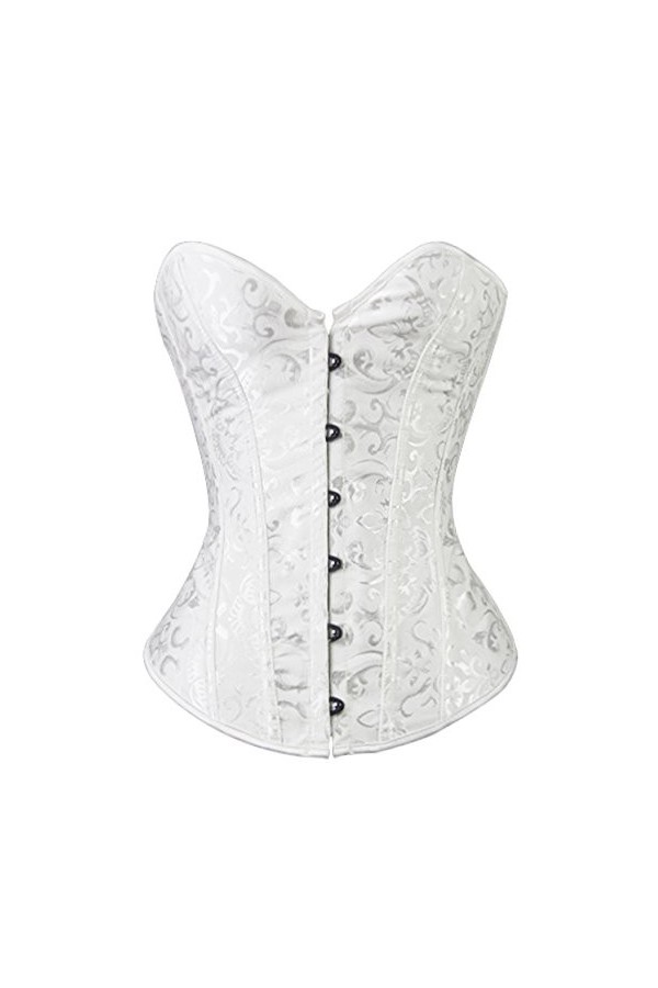 Bslingerie® Sexy Classique Floral Brocade Overbust Corset Lingerie S - EU 34-36, Vert Clair 