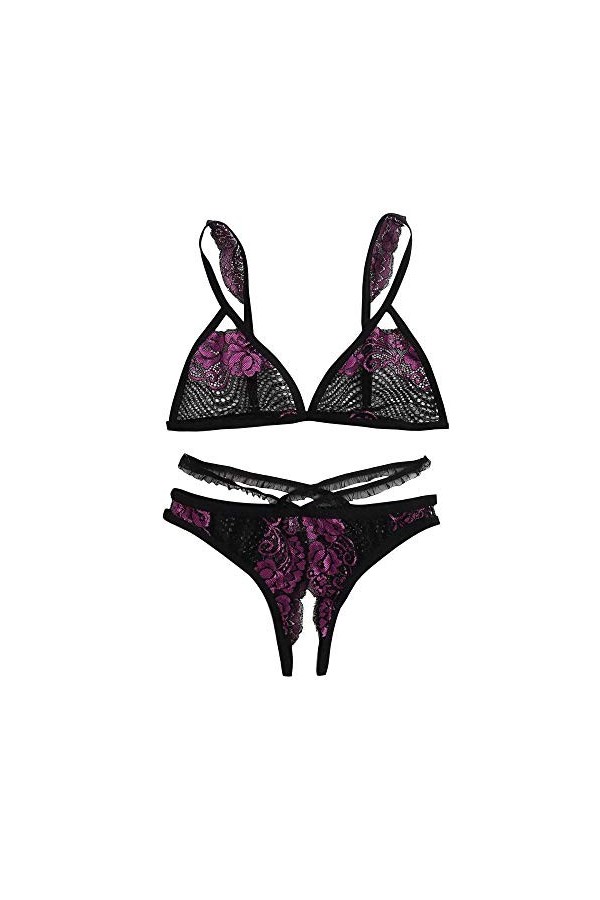 sous-vêtements Sexy pour Femmes, Ensemble de Lingerie Sexy en Dentelle brodée