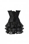 Grebrafan Corset Taille Bustier et Jupe Tulle Punk Rock EUR 36-38 L, Noir 