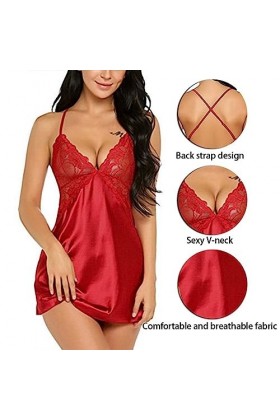 TsoLay Pyjama Sexy Pyjamas Féminin Lingerie en Denterie en Satin Pyjamas Pyjamas Somnifères Babydoll Pyjamas Exotiques Vêteme