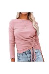 Pull tricoté Extensible pour Femme, Cordon de Serrage froncé à Manches Longues Haut Fin Col Rond Respectueux de la Peau pour 