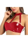 EXECAB Femmes Lingerie Soutiens-Gorge Sexy Night Party Clubwear Faux Cuir Réfléchissant sans Fil sans Coussin Soutien-Gorge H