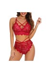 Lingerie Erothique Sexy Lingerie en Dentelle Sexy Ensemble Deux Pièces Pyjama Taille Plus,Noir,XL
