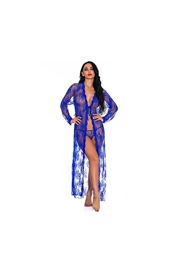 TSRING Robe Kimono En Dentelle Pour Femme Babydoll Lingerie Mesh Nightgown Lingerie Robe De Mariée Transparente,rouge,S