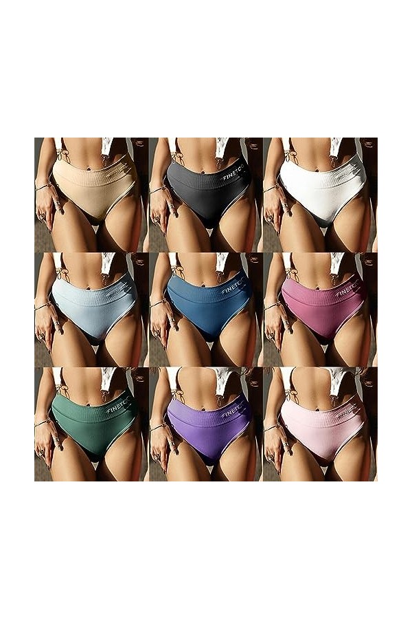 KATIAK Culotte Femme Lot De 3 Taille Moyenne sans Couture String Femmes T - Slips Doux M - 2XL-Bleu du Lac-Le XL - 2XL