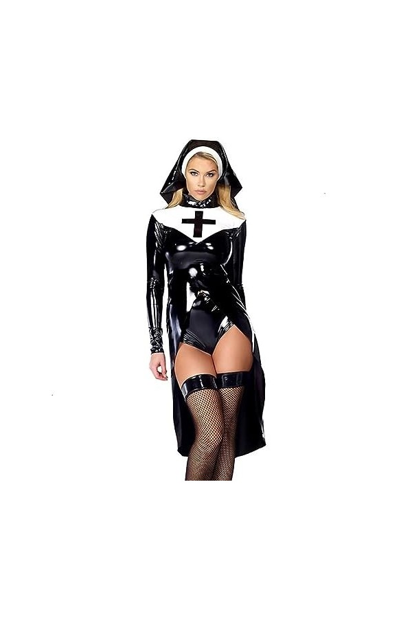 Sexy Saintlike Seductress Sultry Costume Black Woman Uniform Halloween Nun Costume Unique Design Sister Cosplay Costume Carni