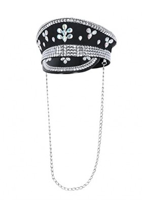 Smiffys Black Fever 53020 Chapeau de capitaine clouté à paillettes Unisexe Adulte Taille unique