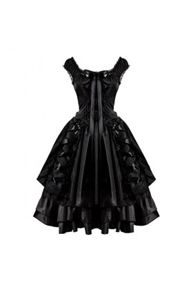 Décoration murale médiévale en métal pour femme, vintage, slim, gothique, classique, noir, layer, goth lolita, cosplay, robe 