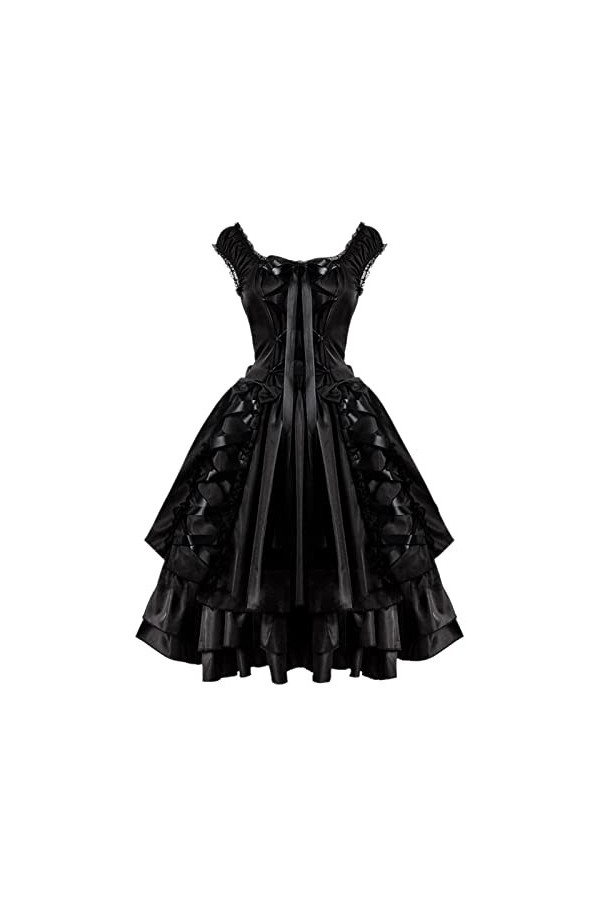 Décoration murale médiévale en métal pour femme, vintage, slim, gothique, classique, noir, layer, goth lolita, cosplay, robe 