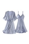 YIUPEDRFG Femmes vêtements de nuit Robe costume peignoir Robe Lingerie intime Polyester lisse sans bavures Sexy dentelle garn