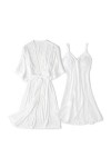 YIUPEDRFG Femmes vêtements de nuit Robe costume peignoir Robe Lingerie intime Polyester lisse sans bavures Sexy dentelle garn