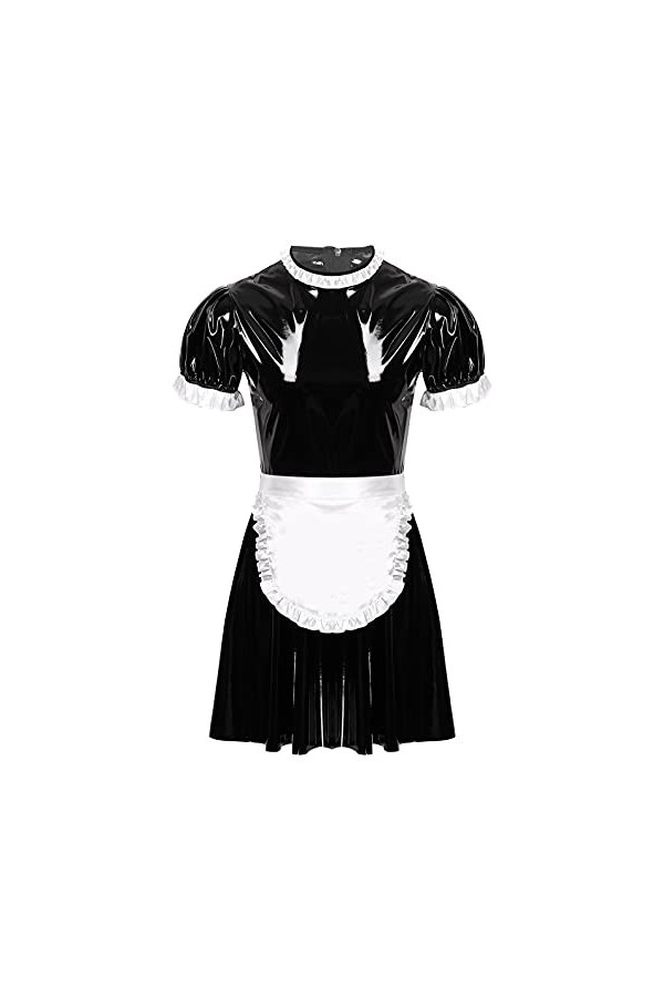 Yeahdor Homme Déguisement Soubrette Costume Robe de Nuit Lingerie Gay Sissy Cosplay Robe de Chambre et Kimonos Uniforme de Ma