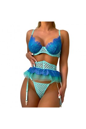 Ensemble de Lingerie Sexy 3 Pièces pour Femmes M 