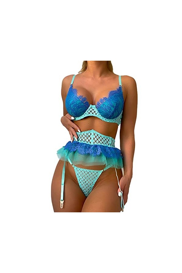 Ensemble de Lingerie Sexy 3 Pièces pour Femmes M 