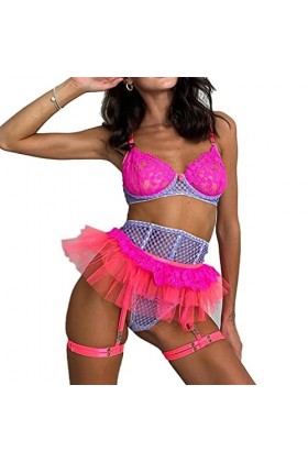 Ensemble de Lingerie Sexy 3 Pièces pour Femmes S 