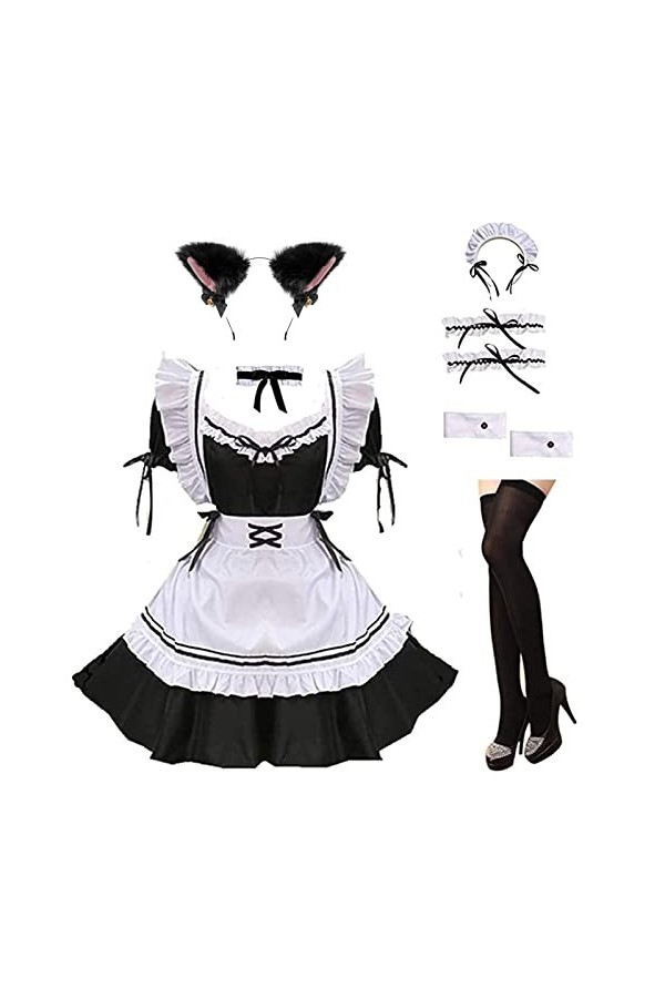 maxToonrain Costume de soubrette grande taille pour femme - Déguisement oreilles de chat - Pour la Saint-Valentin - Costume d