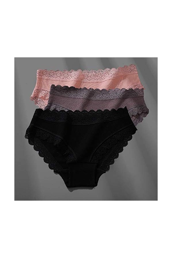 Culotte De Hipster Confortable 3pcs/ Set Coton Coton Pour Femme Sexy Dentelle Lingerie Femelle Sous- vêtements Doux Pour Fill