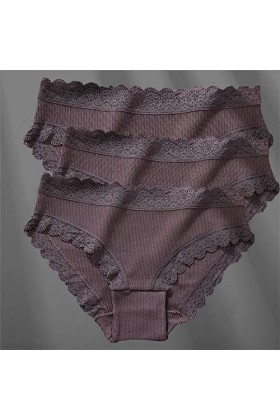 Culotte De Hipster Confortable 3pcs/ Set Coton Coton Pour Femme Sexy Dentelle Lingerie Femelle Sous- vêtements Doux Pour Fill