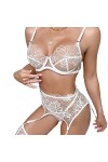 Lingerie Jarretière en Dentelle, Lingerie érogène en Dentelle Brodée 3/4 Tasse, Bretelles Réglables, Mode Blanche pour Mariag
