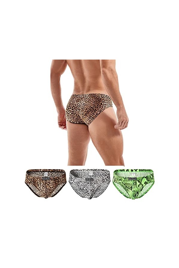 Faringoto Sous-vêtements sexy taille basse pour homme Imprimé léopard, R+g+p, Small