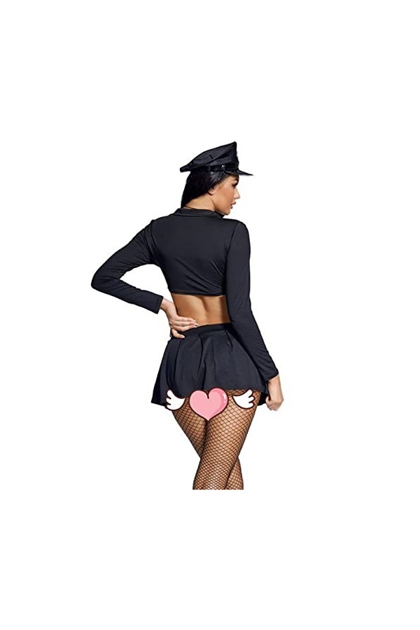 ranrann Déguisement Policière Femme Adulte Sexy Costume Tenue Erotique Mini Robe Courte Sexy Cosplay Halloween Carnaval Party