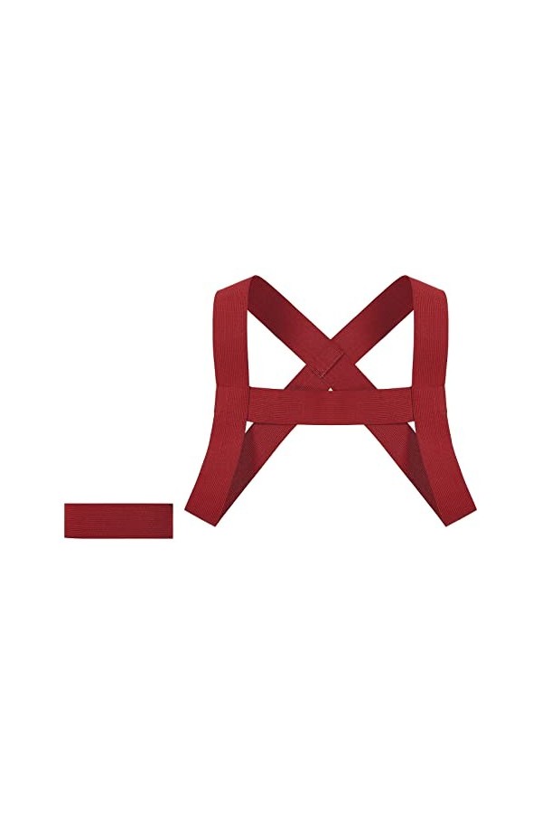 Mengsiy Ceinture de sécurité for Hommes Double Sangle élastique Poitrine Muscle Ceinture de sécurité Joint torique en métal F