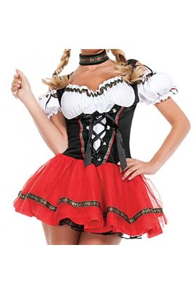 soubrette pour femme, robe Dirndl avec coiffe, costume bavarois pour Halloween, fête, festival la bière