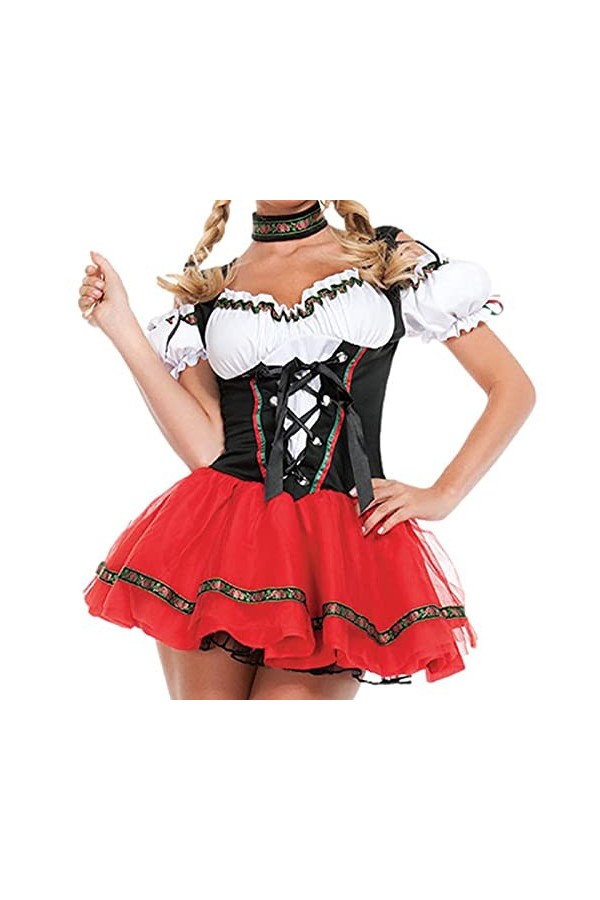 soubrette pour femme, robe Dirndl avec coiffe, costume bavarois pour Halloween, fête, festival la bière