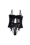 ZTIANEF Tissu en mailleSexy lambrissé épanché Erotic onesuit, Noir, L