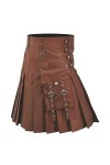 Jupe écossaise plissée pour homme - Style punk - Style vintage - Style écossais - Style rétro, Marron-A., M