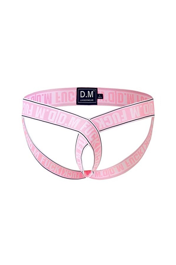 YOPADO Jockstrap Strings Sexy pour Hommes, Lettre Creuse Imprimée Thong sous-vêtements O-Ring Taille Basse Serré Lanière élas