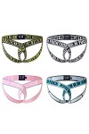 YOPADO Jockstrap Strings Sexy pour Hommes, Lettre Creuse Imprimée Thong sous-vêtements O-Ring Taille Basse Serré Lanière élas