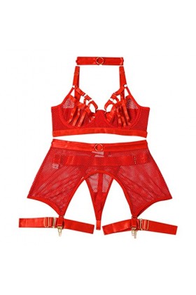 HELLORSOON Femme Pyjama Sexy Lingerie Ventre Plat Sensuel Combinaison Dentelle Ouvertures provocantes Laçages coquins Body en