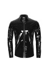 BOTCAM Body pour hommes Mode Casual Solide Couleur Sexy Manteau Sexy Manteau En Cuir Vêtements Noir Avec, Noir , XXXXXXXL