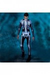 BHKC Déguisements Squelette 3D, Halloween Squelette Fantaisie Costumes Body Combinaison, Halloween Cosplay Pretend Role Play 