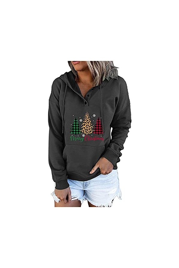 Sweat à capuche femme noir sweat-shirt femme oversize été pull femme élégant festif femme t-shirt à manches longues coton ves